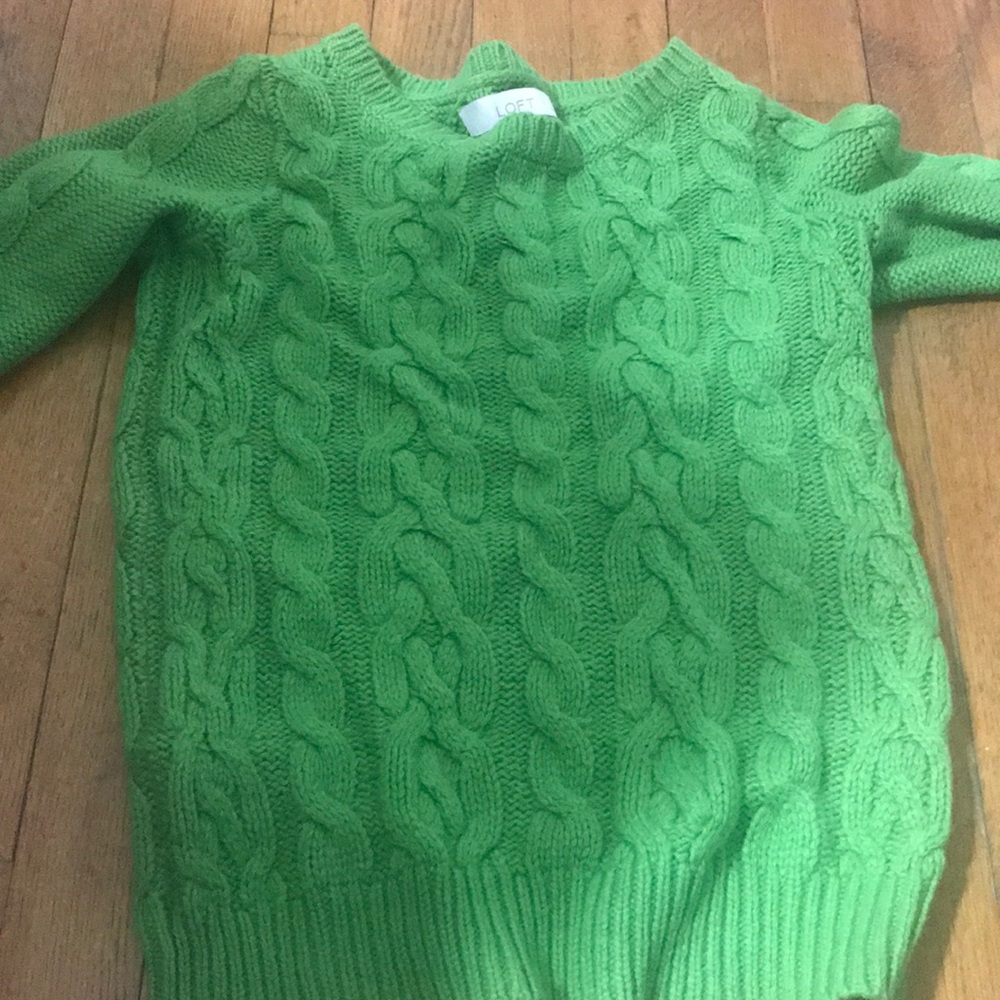 Green cable knit sweater